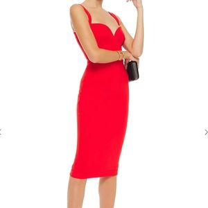 Victoria Beckham Crepe Midi Dress in red